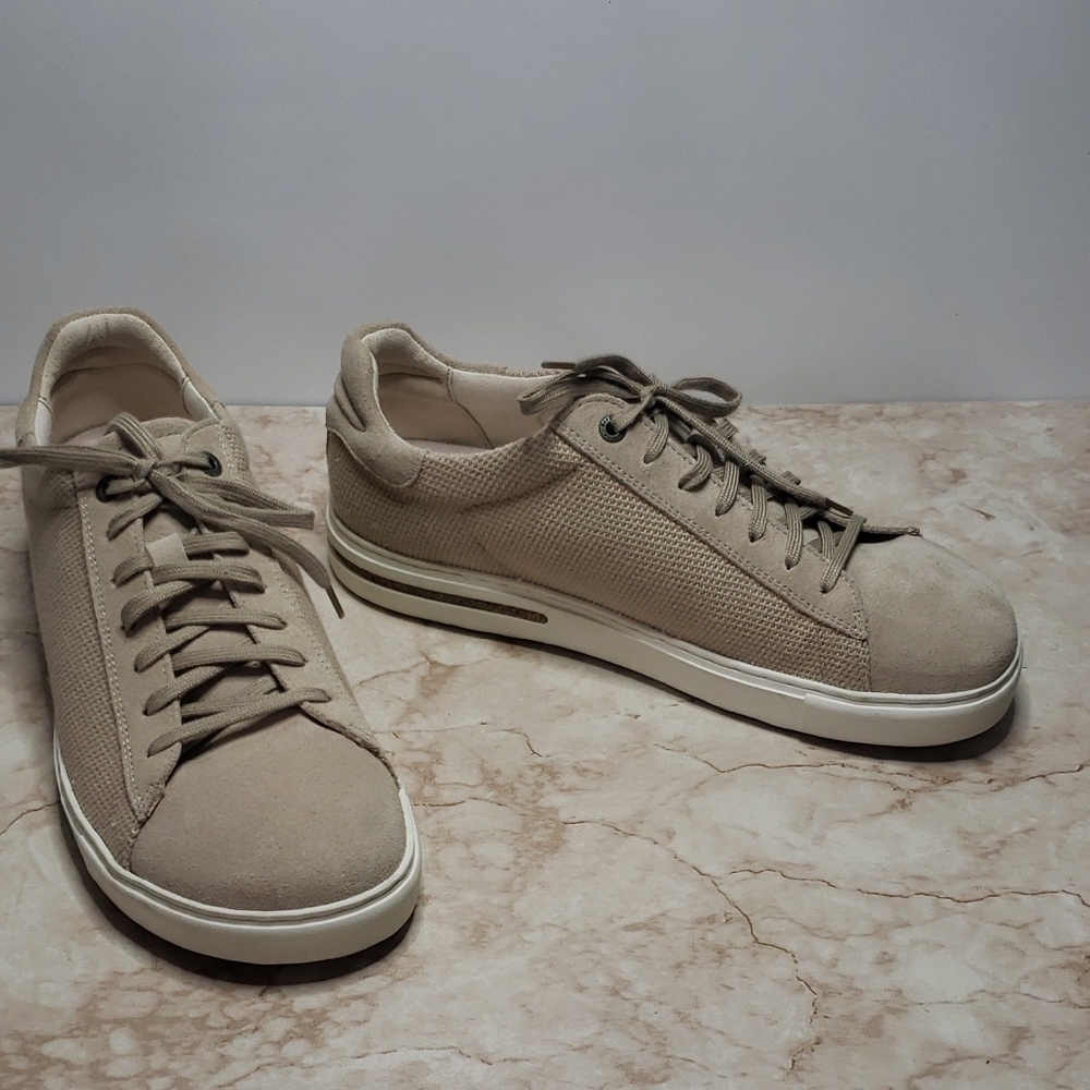 Birkenstock Women"s Beige Suede And Canvas Sneakers Size 5